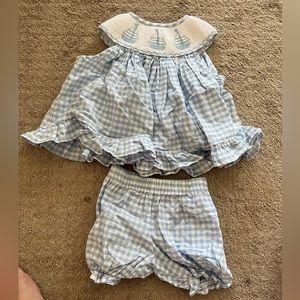 The Smocking Place blue sailor dress with shorts 6M